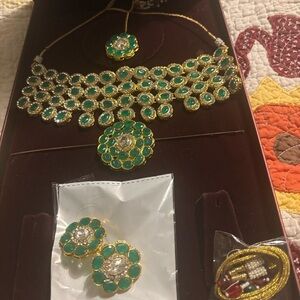 Sabyasachi Green and Gold Necklace Set